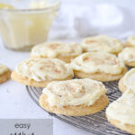 cooling rack with eggnog cookies on it