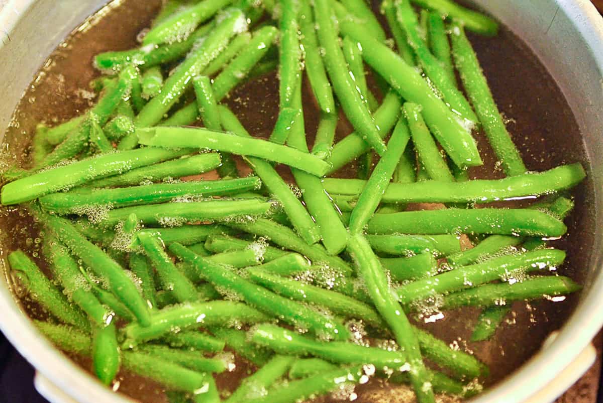 Green Beans with Pecans, Red Peppers and onions