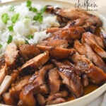 plate of grilled teriyaki chicken and rice