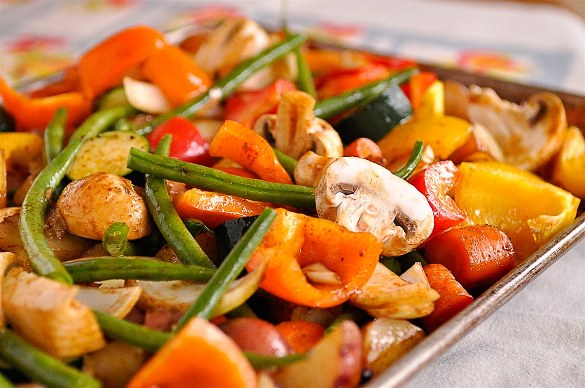 vegetables on a baking sheet