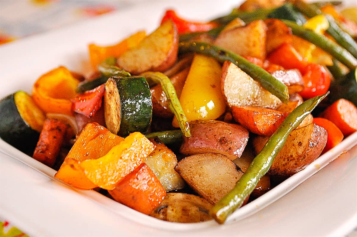close up of roasted vegetables