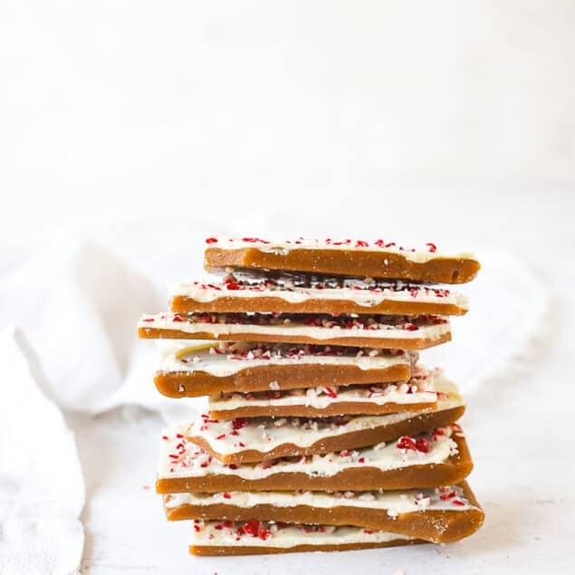 stack of white chocolate toffee