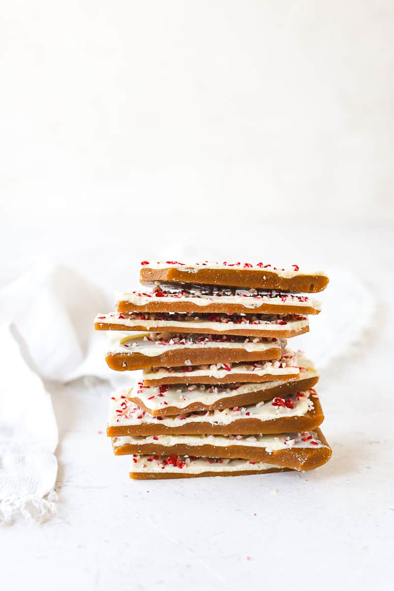 stack of white chocolate toffee