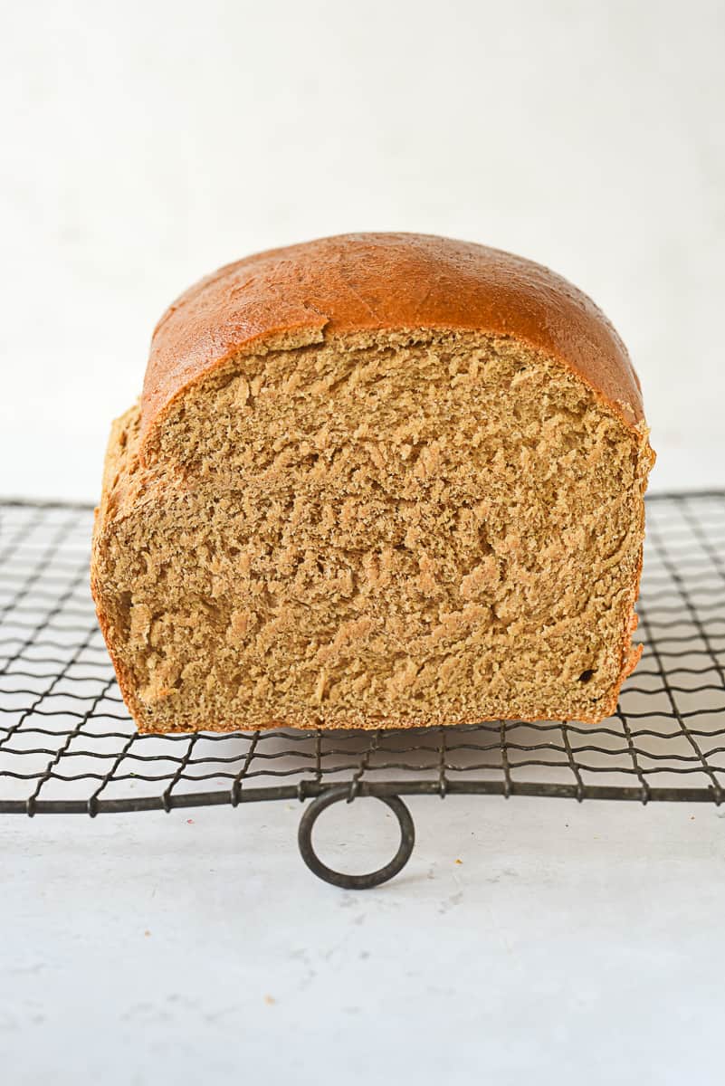 CUT LOAF OF WHOLE WHEAT BREAD