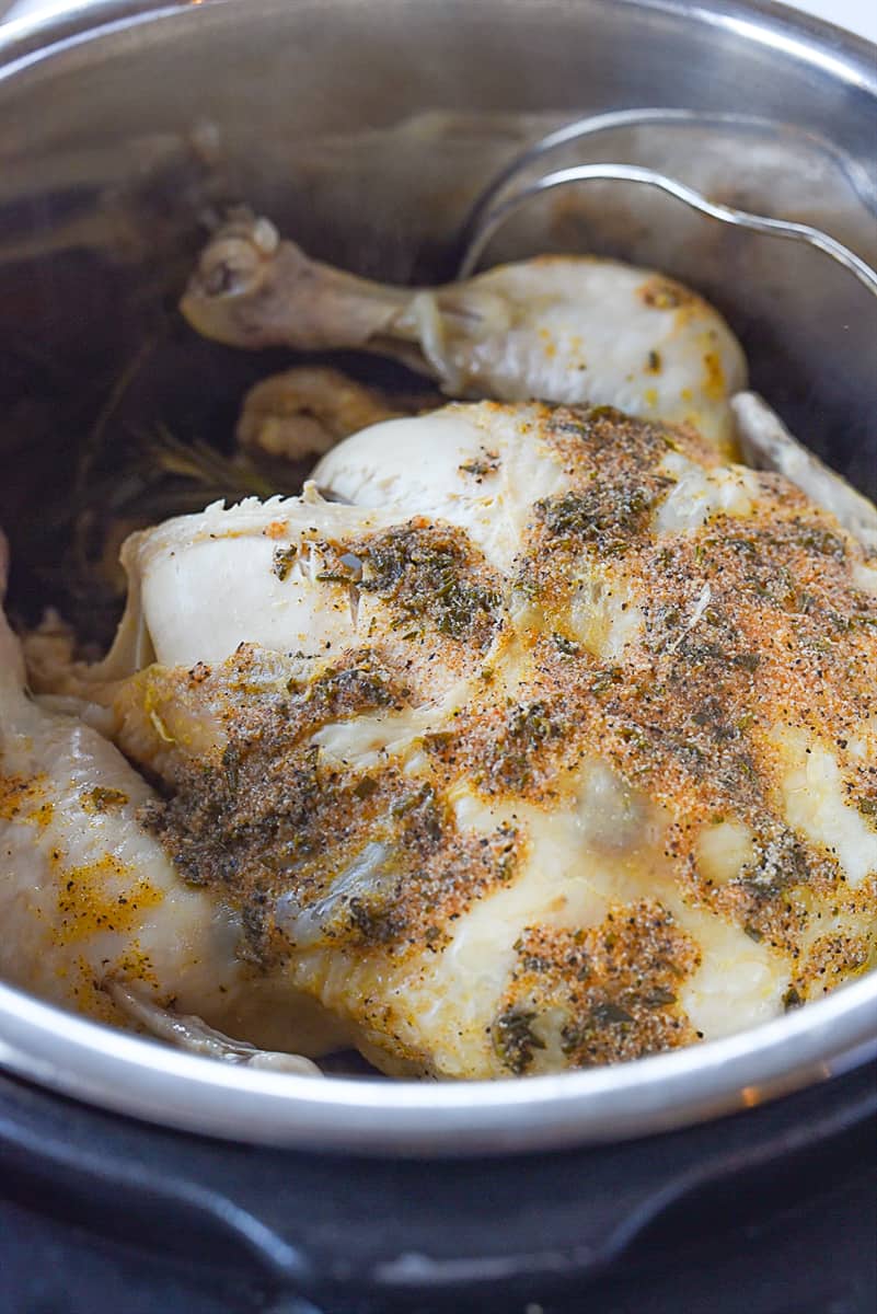cooked chicken in an instant pot.
