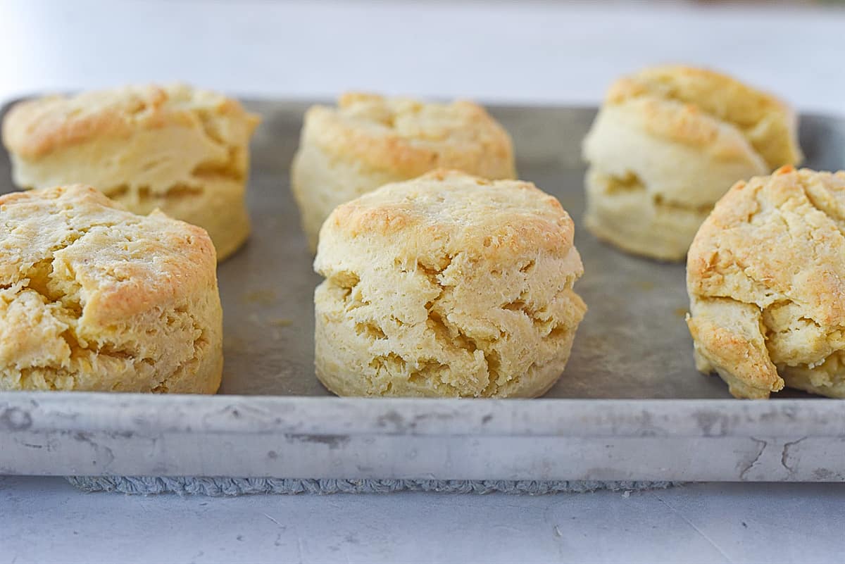 baked biscuits on a baking sheet