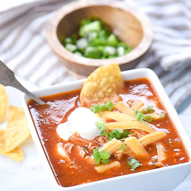 bowl of chicken enchilada soup