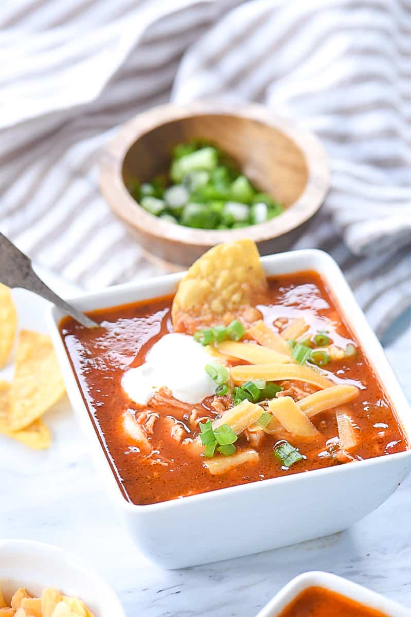 bowl of chicken enchilada soup