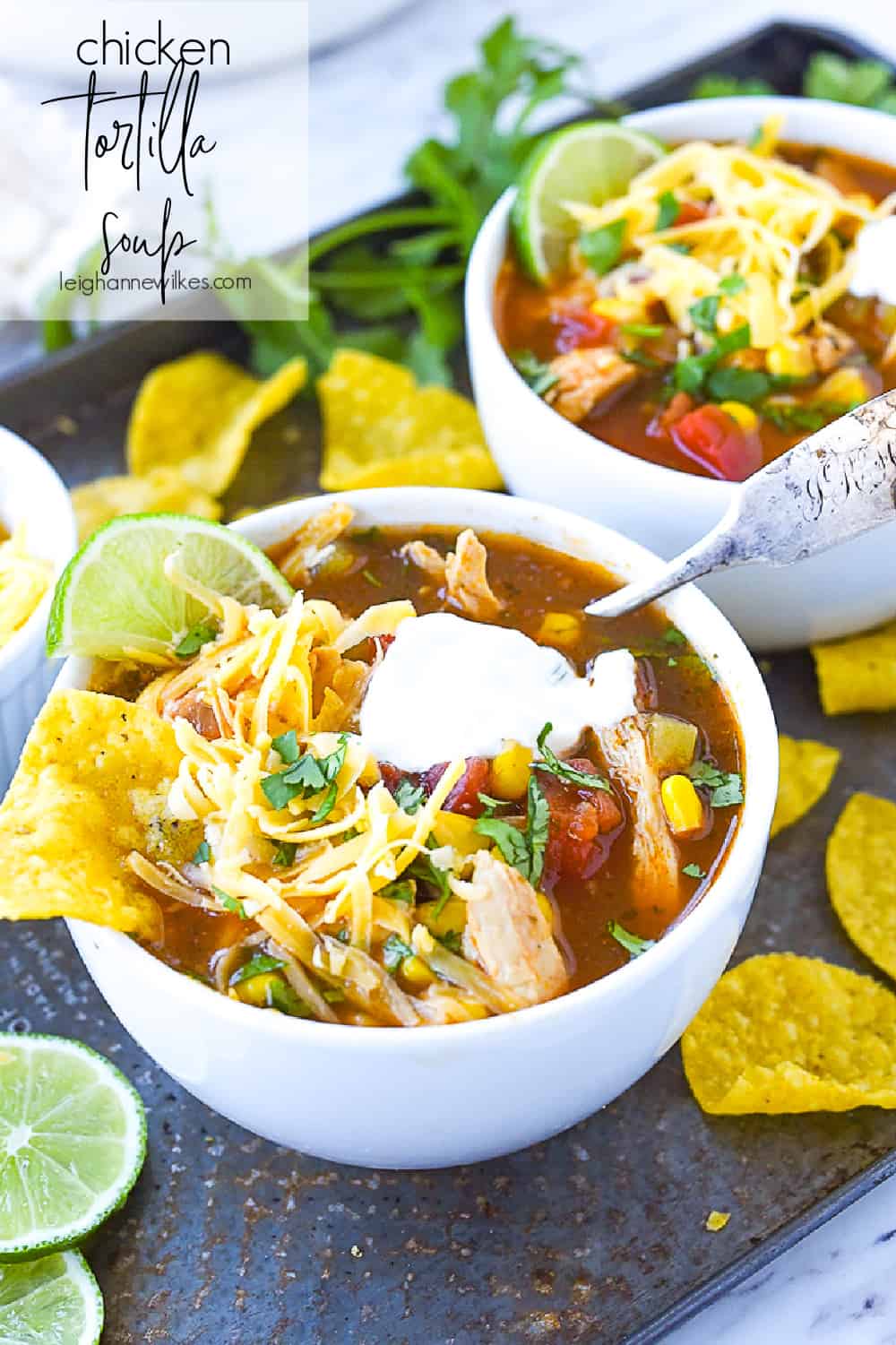 two bowls of tortilla soup