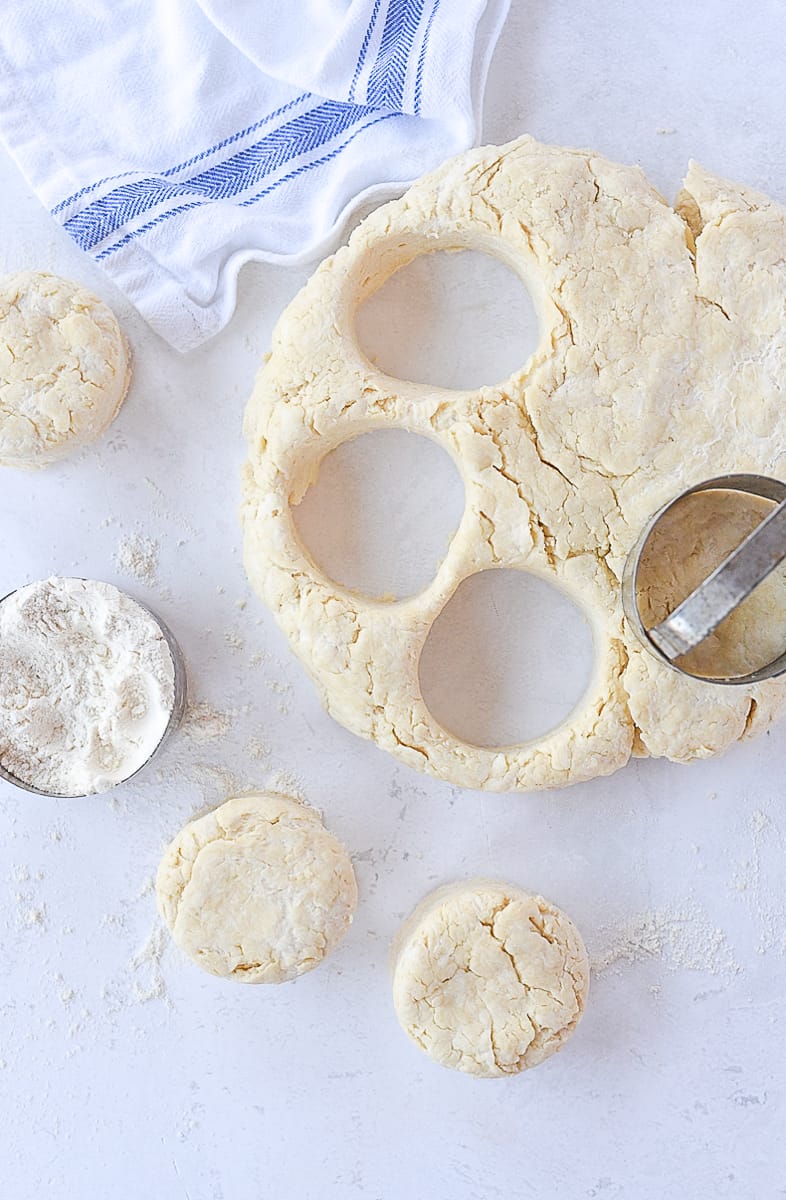 overhead shot of cutting out biscuits