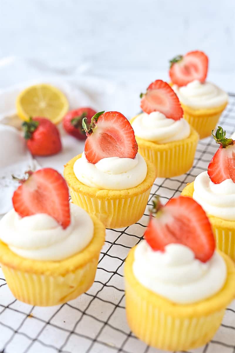 These perfect lemon cupcakes are pure sunshine on a plate. They are soft and tender and full of lemon goodness. The lemon buttercream on top is out of this world.
