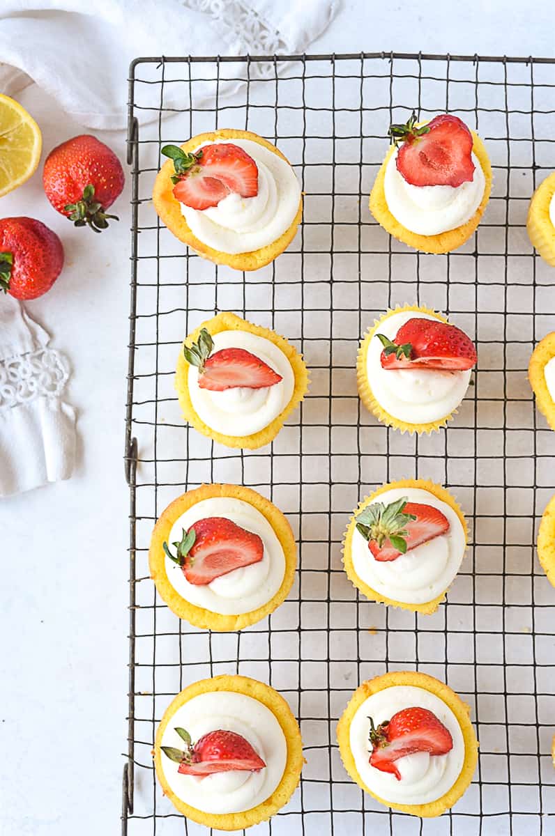 overhead shot of lemon cupcakes