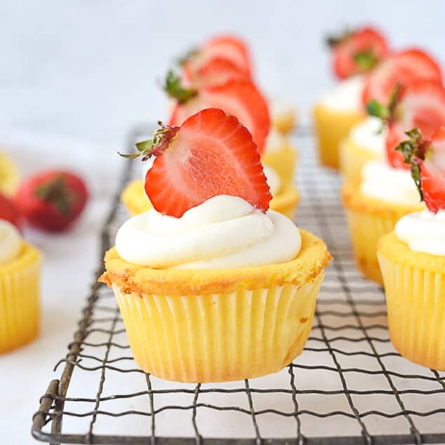 lemon cupcakes with a strawberry on top