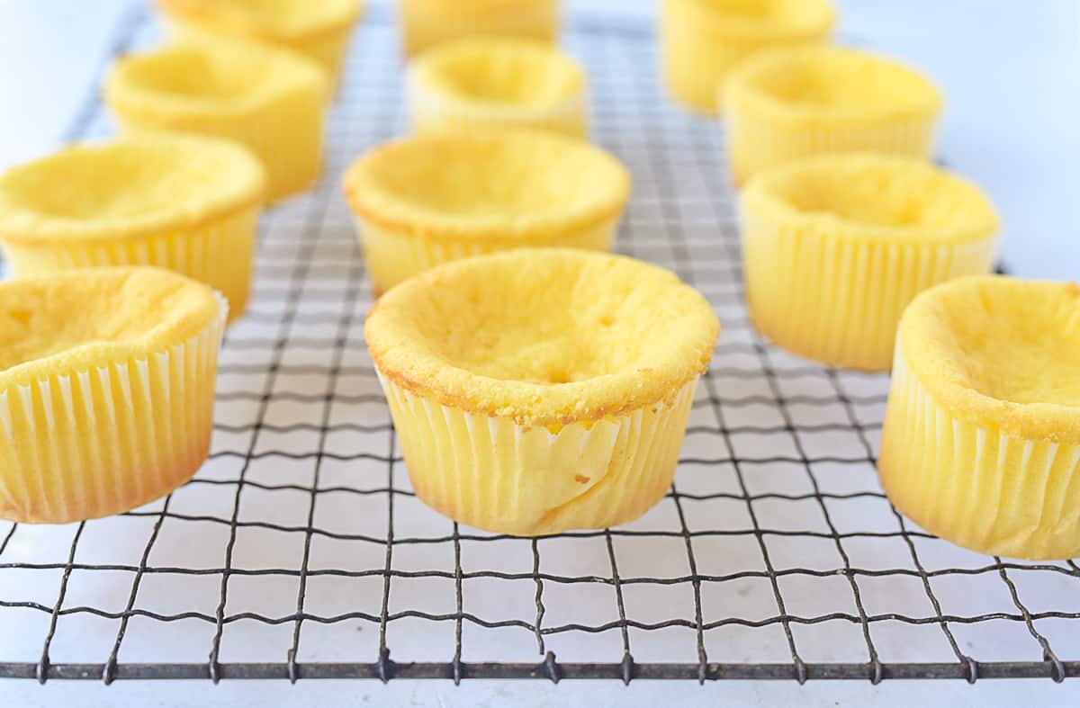 lemon cupcakes that are sunk in the middle