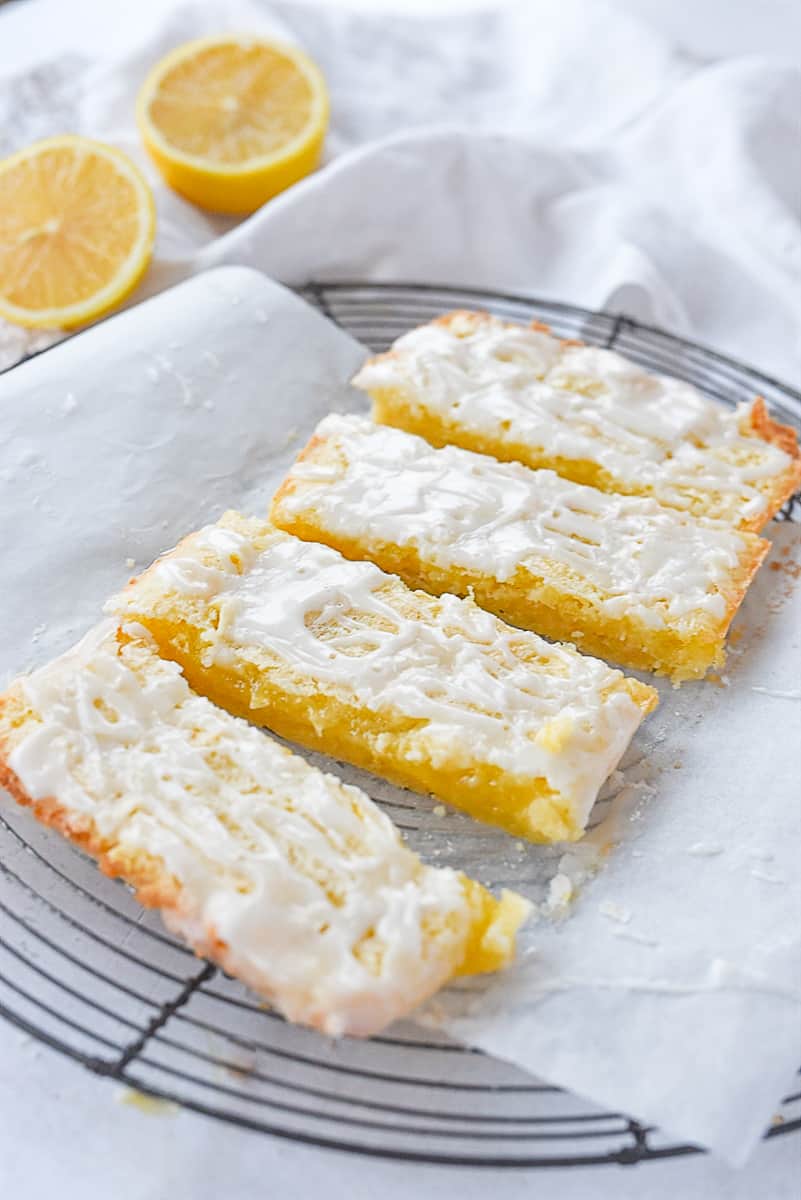 small batch lemon bars on parchment paper