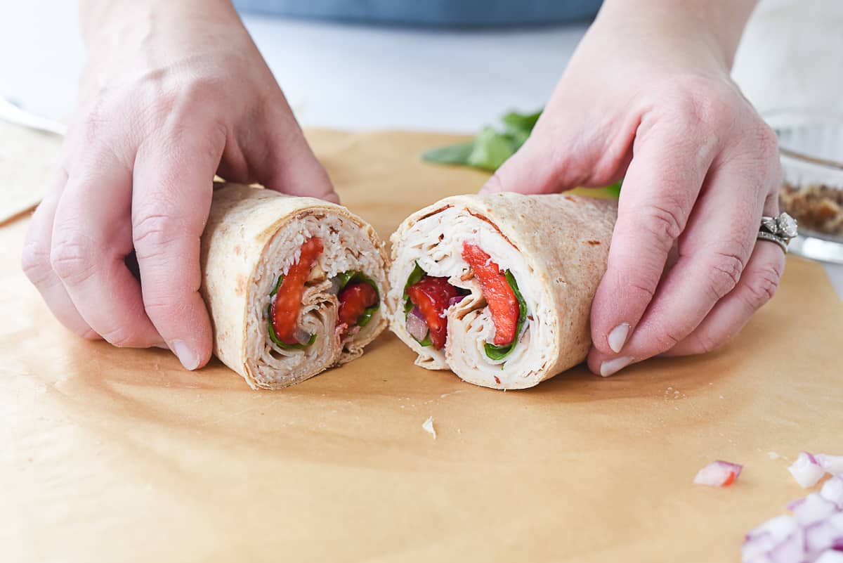 turkey wrap cut in half