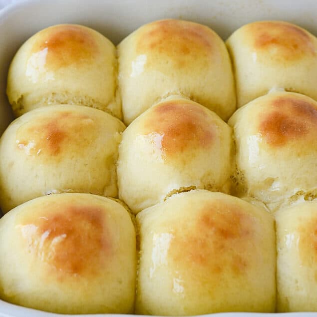 baked rolls in a pan
