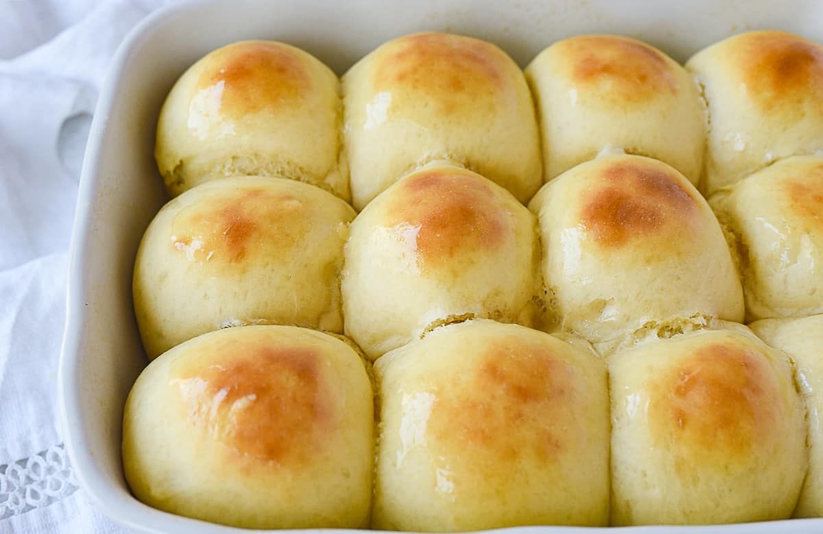 baked rolls in a pan