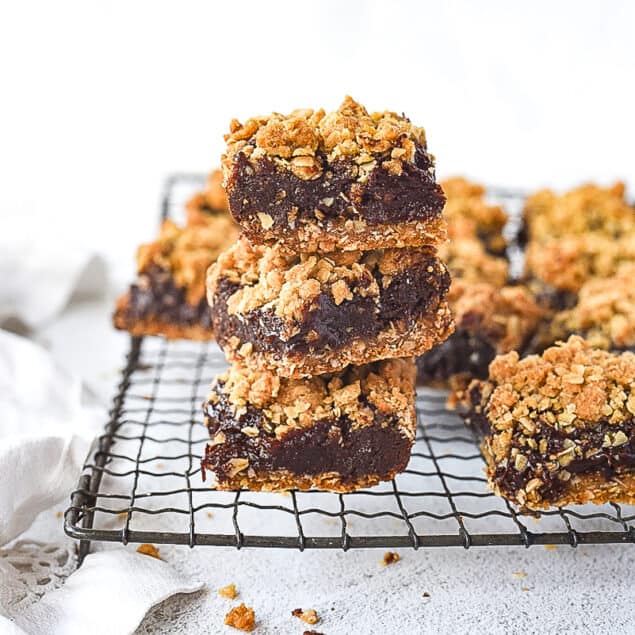 stack of three chocolate oatmeal bars