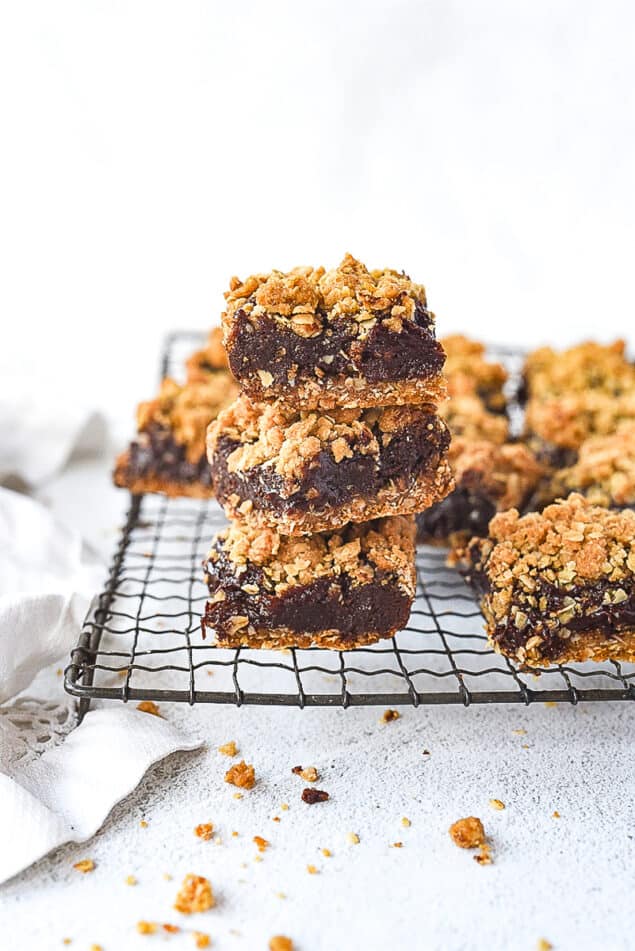 stack of three chocolate oatmeal bars