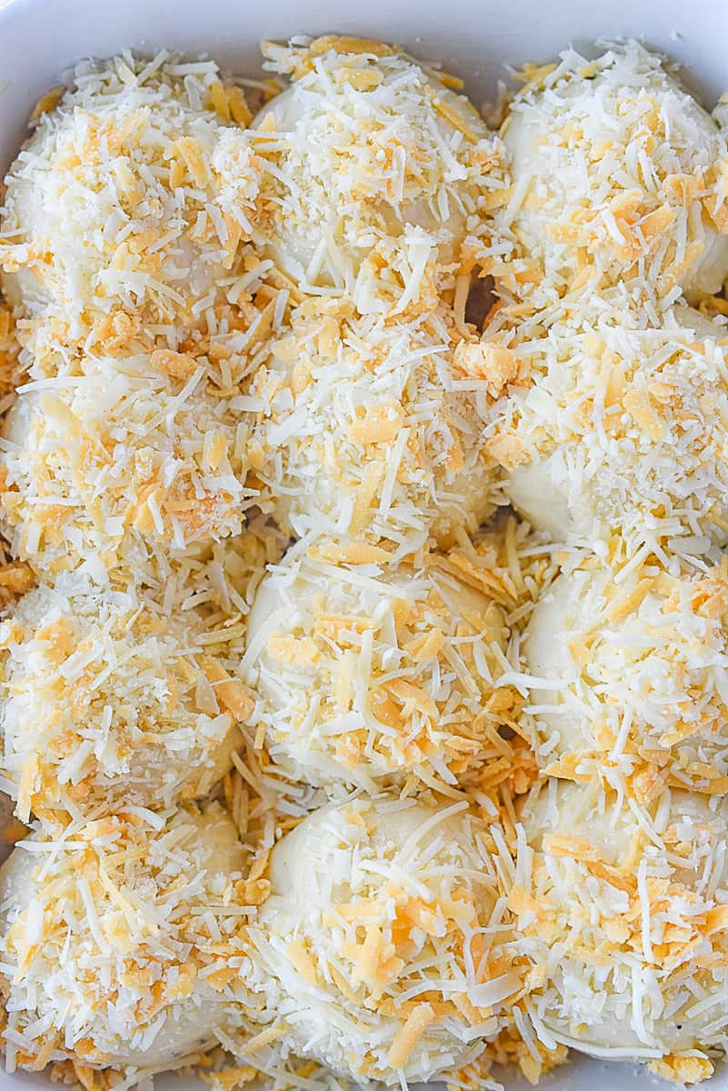 overhead shot of cheese on rolls