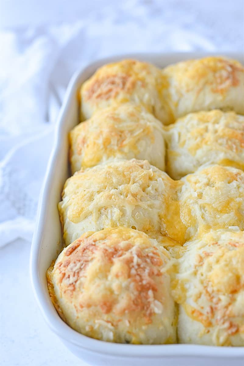 baked cheese herb rolls in pan