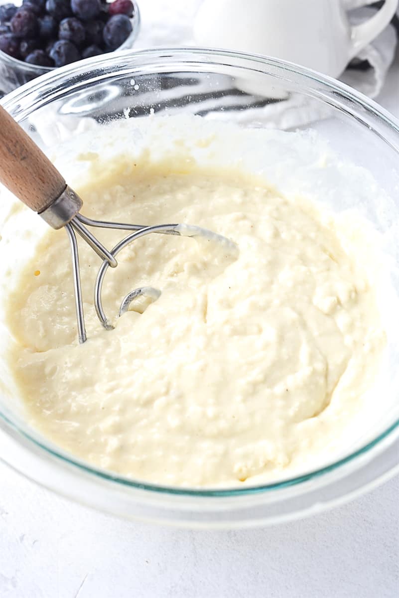 pancake batter in a bowl.