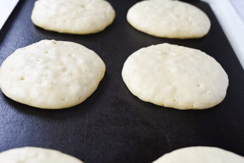 pancakes on griddle