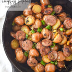 overhead shot of skillet potatoes