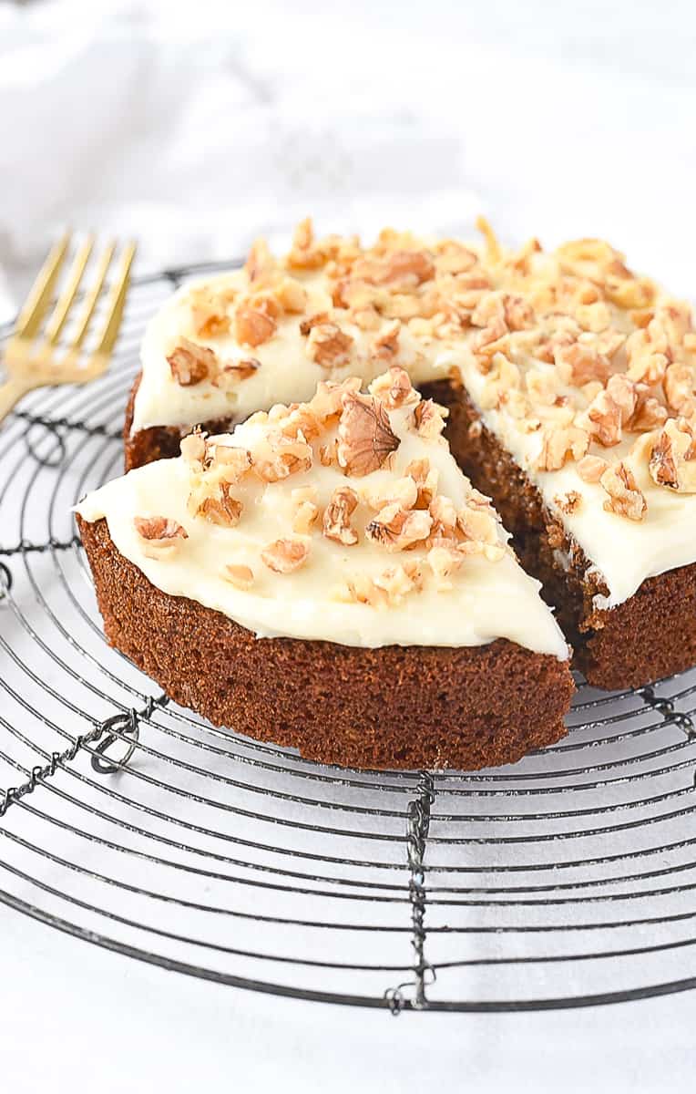 small batch carrot cake sliced