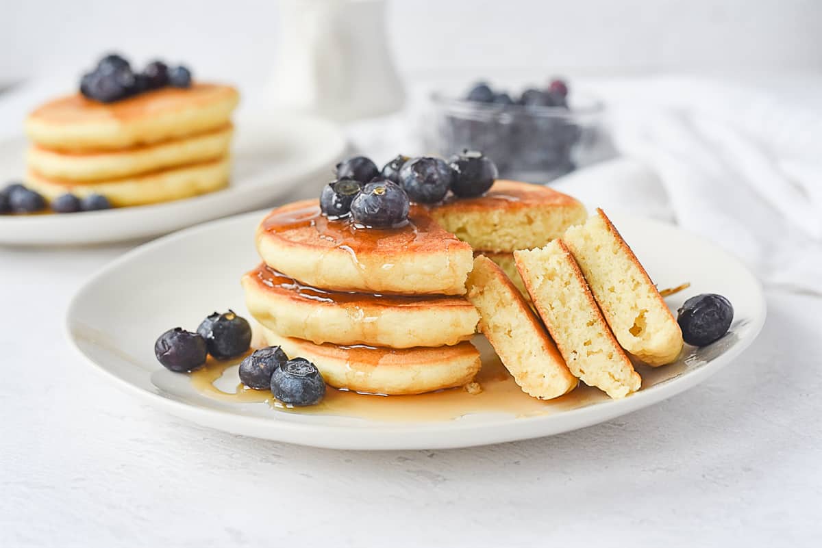 stack of three pancakes on a plate