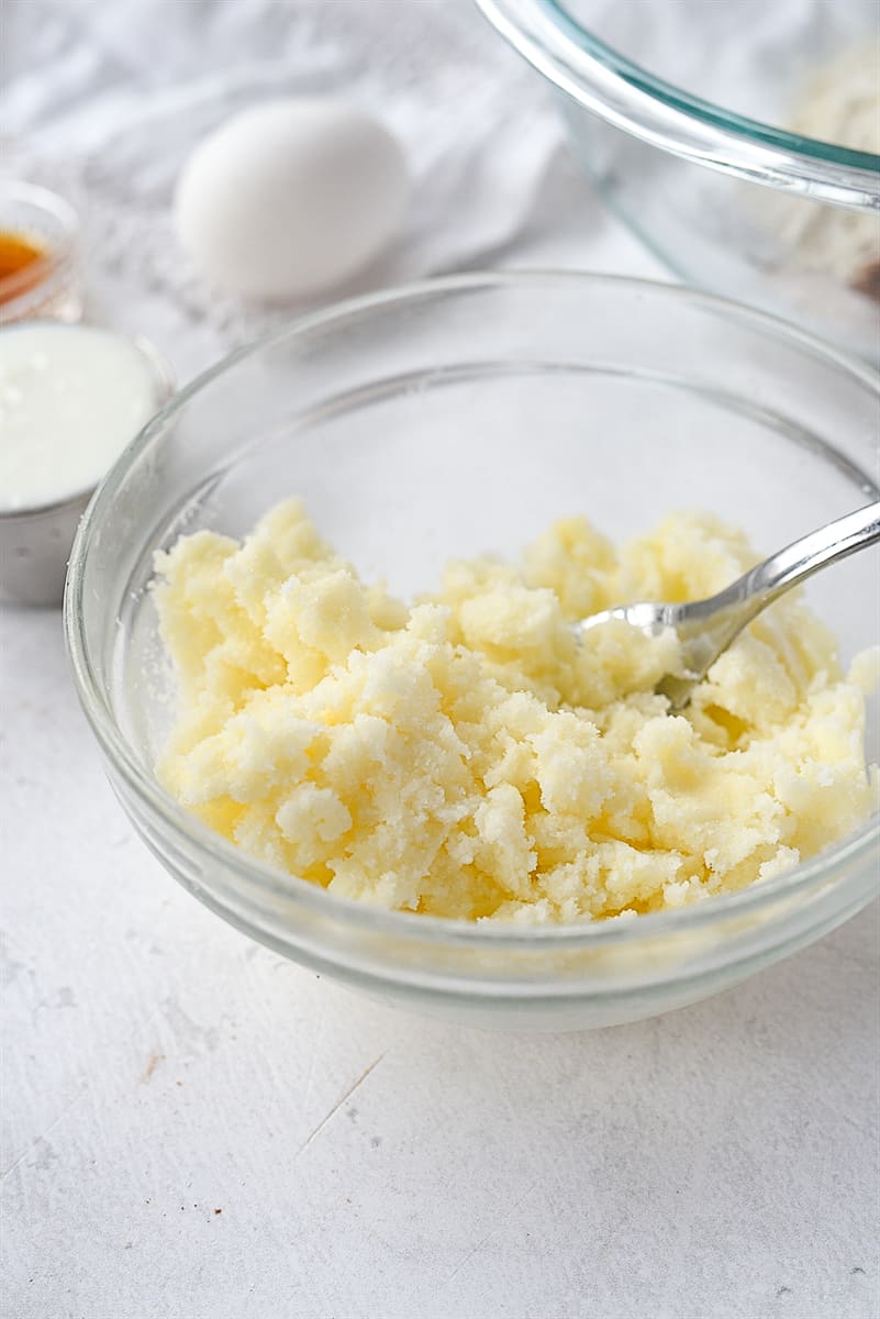 sugar and butter combined in a bowl