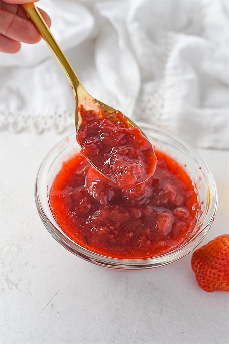 spoonful of strawberry sauce