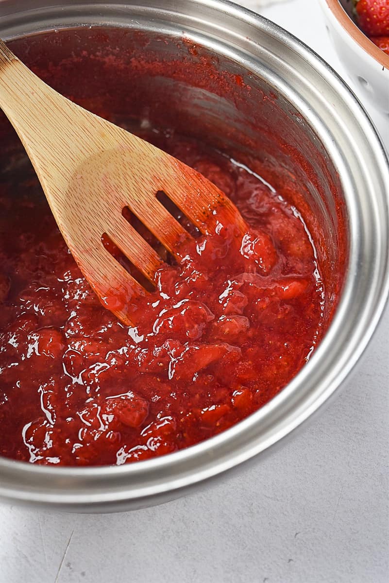 cooked strawberries in a pan