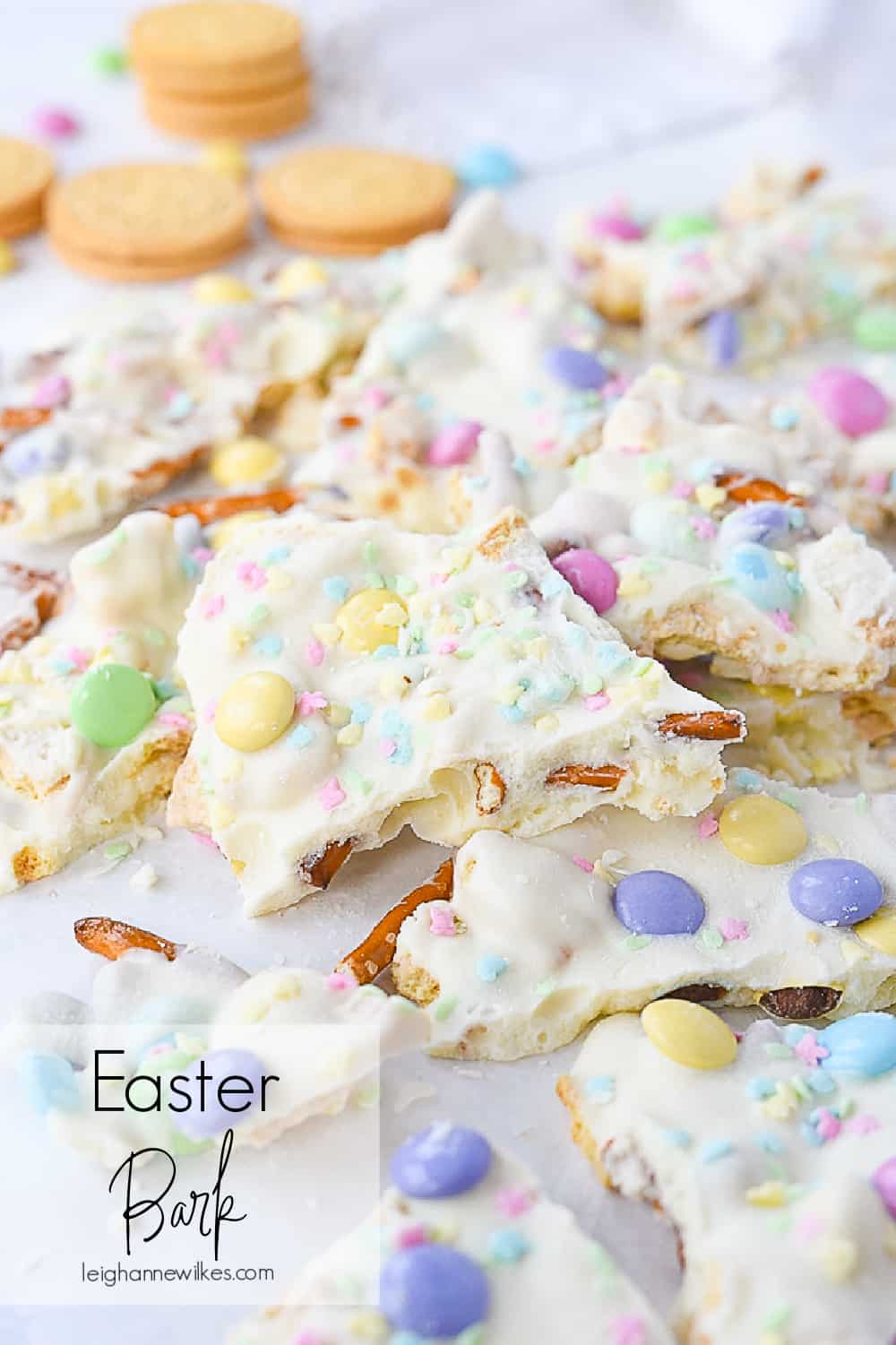 broken pieces of easter bark