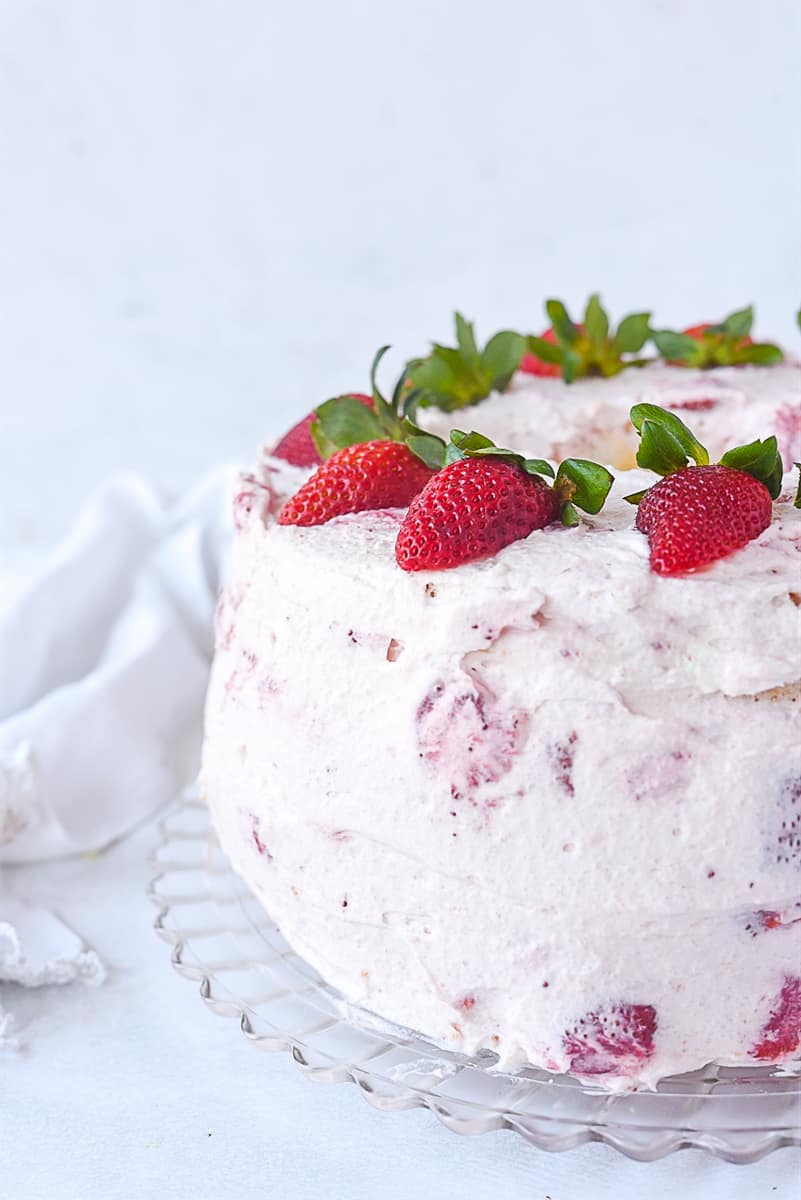 strawberry cream cake on a plate