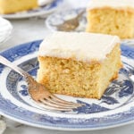 slice of brown butter cake on a plate