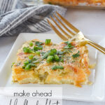 slice of breakfast casserole on a plate