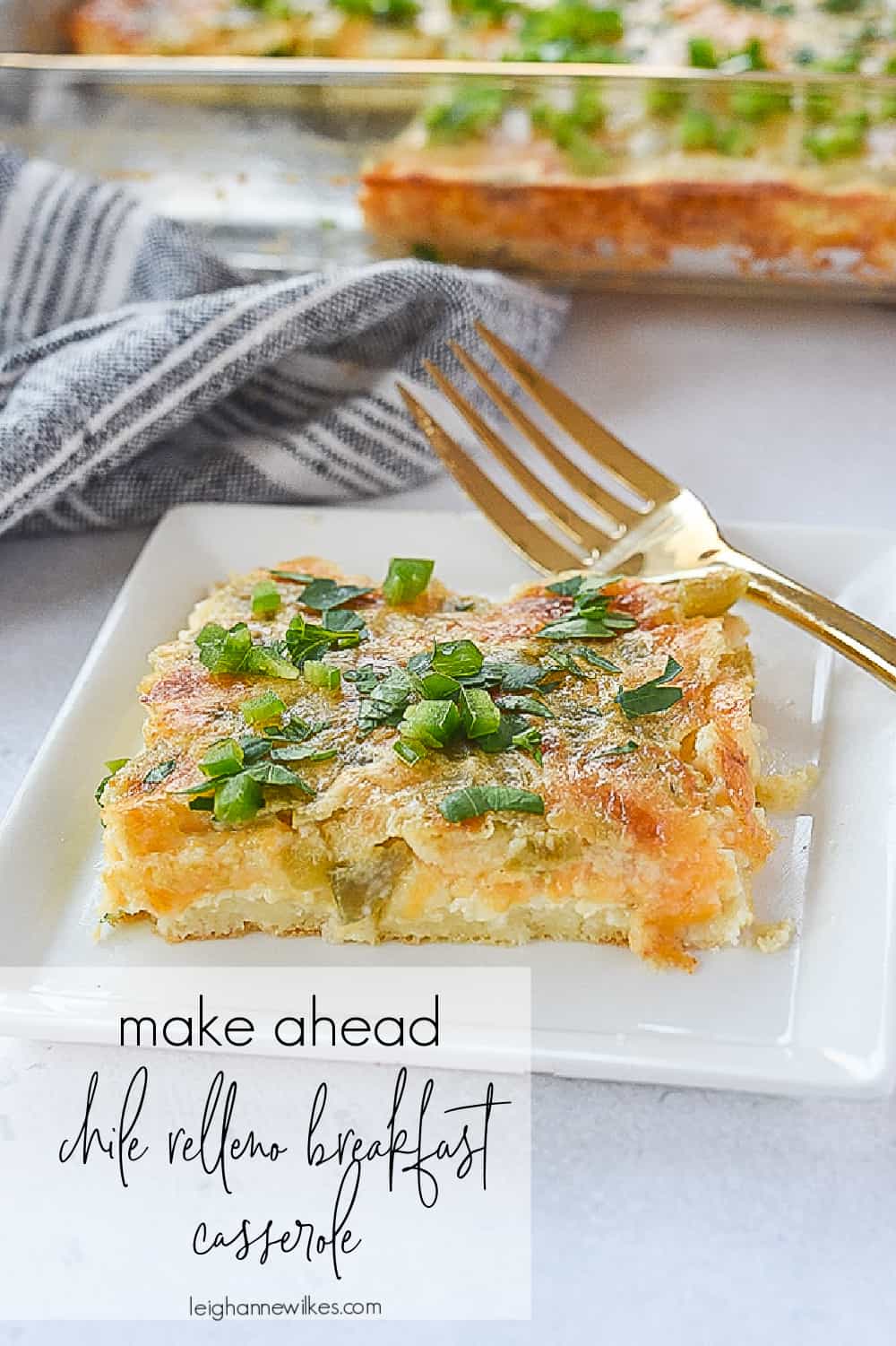 slice of breakfast casserole on a plate