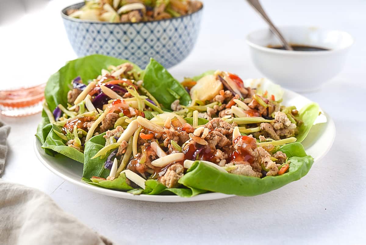 plate of lettuce wraps