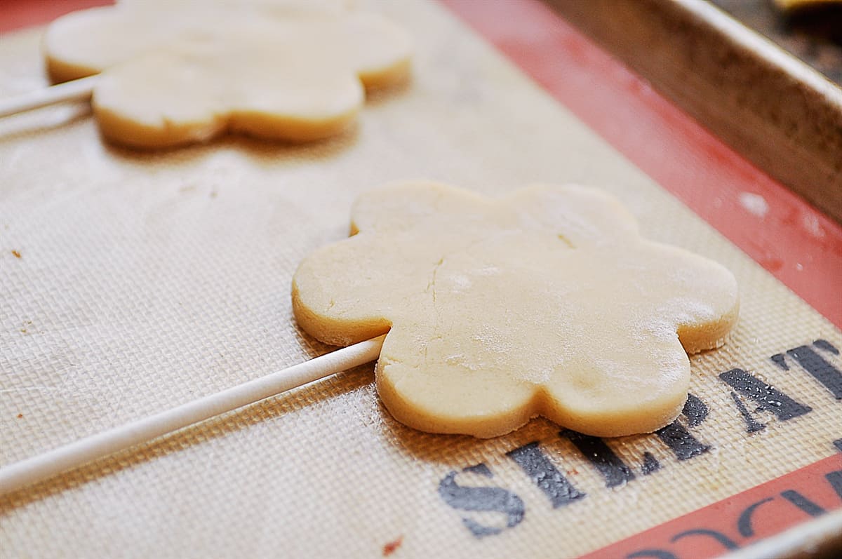 flower cookies on a stick