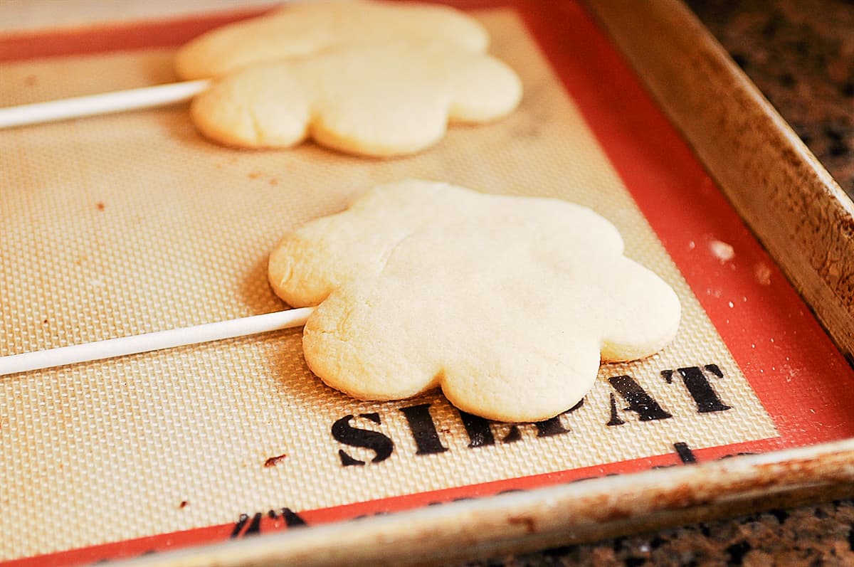 Baked flower cookie on a stick