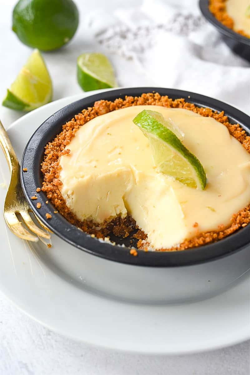 mini key lime pie recipe pie taken out of a key lime pie