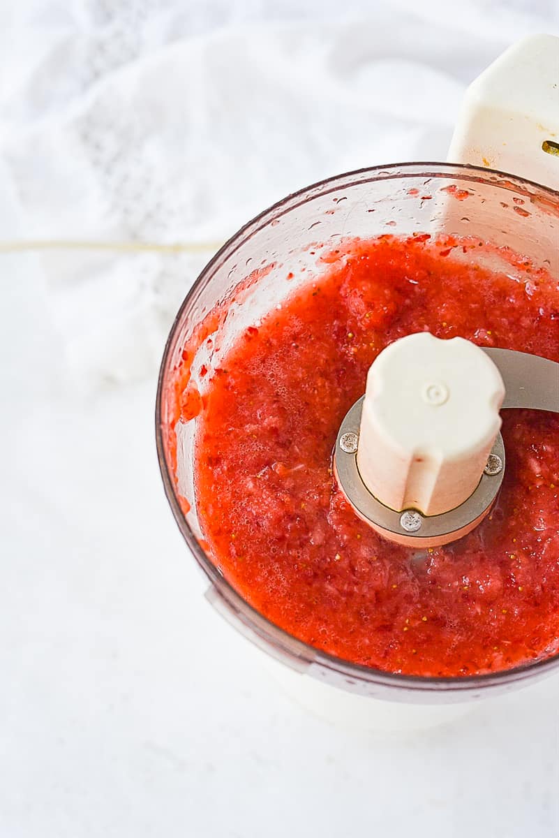 strawberries in a food processor