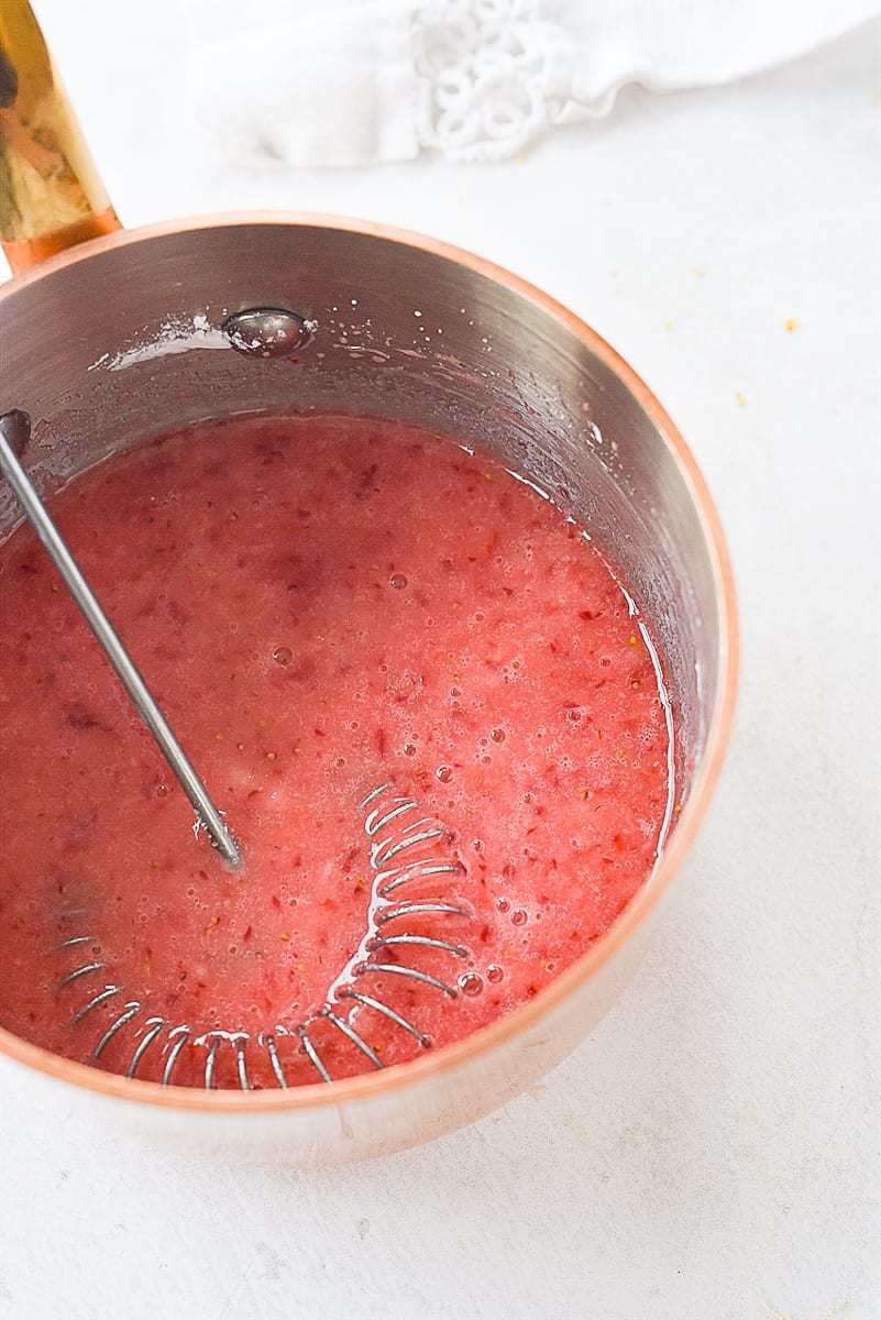 strawberry glaze in small sauce pan