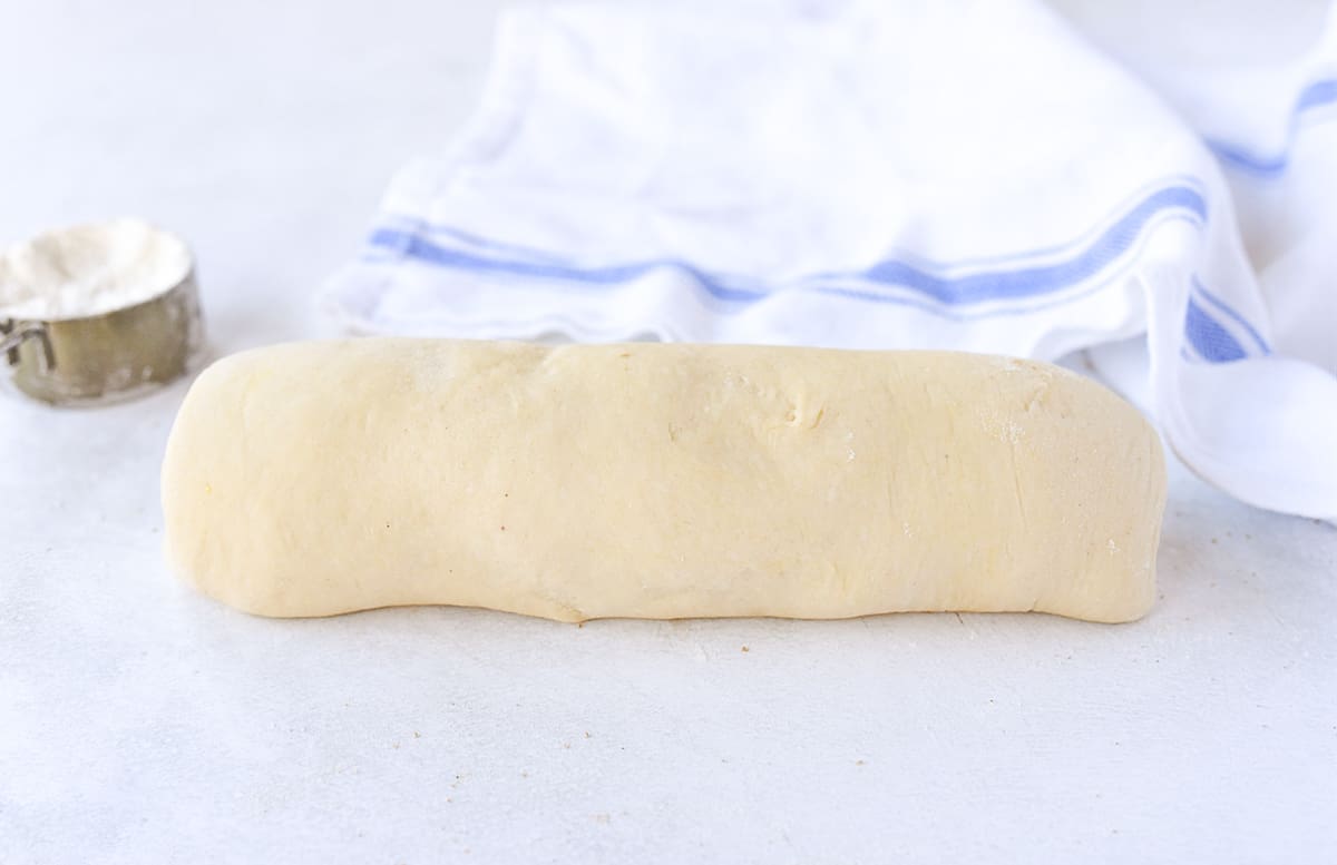 cinnamon roll dough on counter