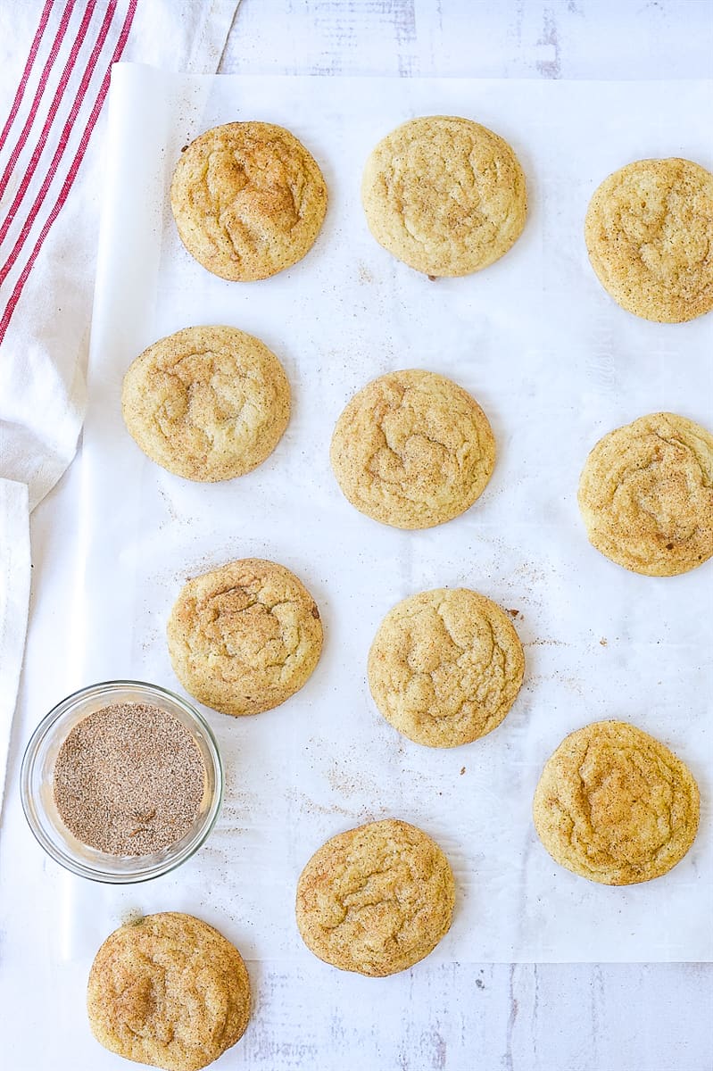 snickerdoodles on parchment paper