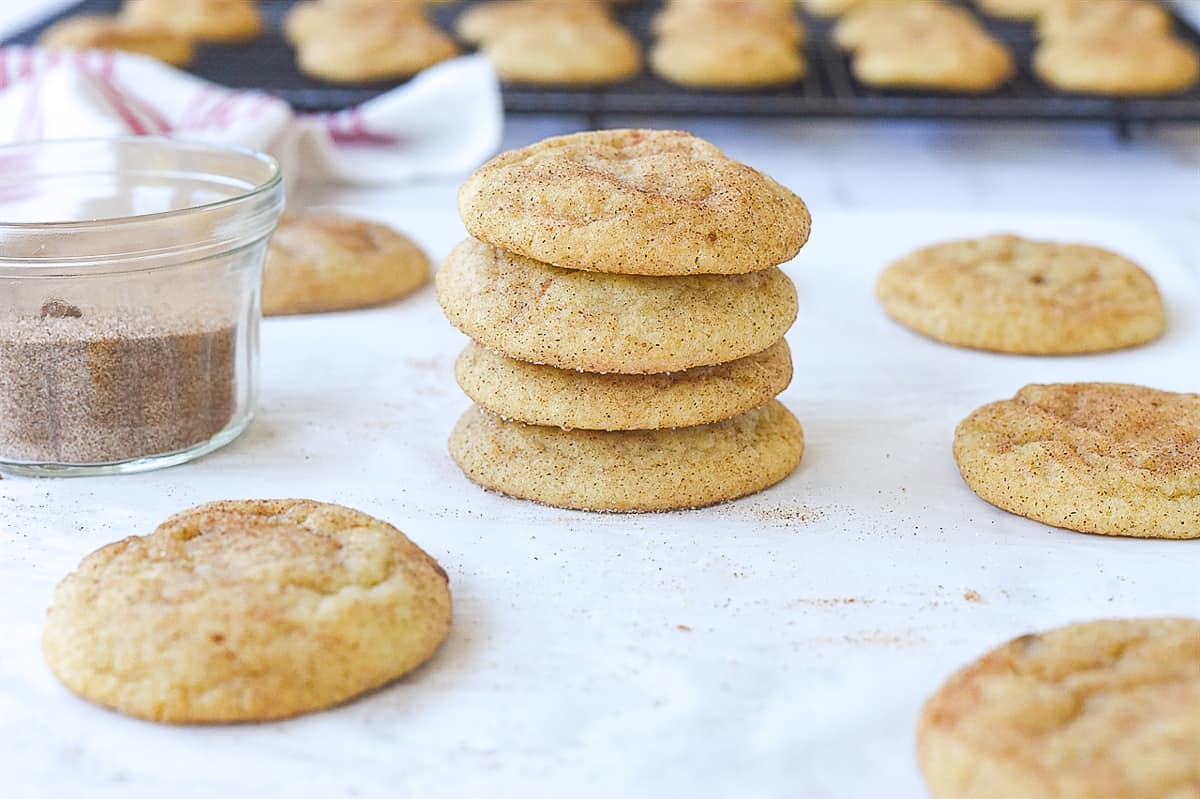 stack of snickerdoodle cookies