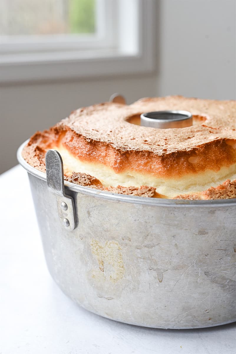 angel food cake in a pan