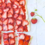 overhead shot of strawberry pizza